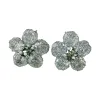 Golden mesh crystal flower ear studs, fashionable and light luxury earrings for women Item Picture